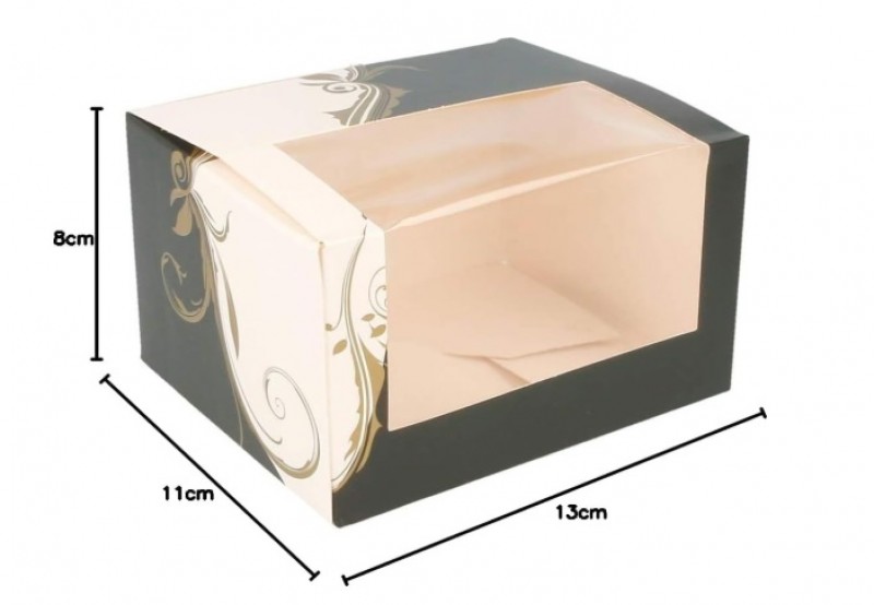B. 50 CAJAS PASTELERIA NEGRO/BLANCO CON VENTANA 13x11x8cm (204.74)