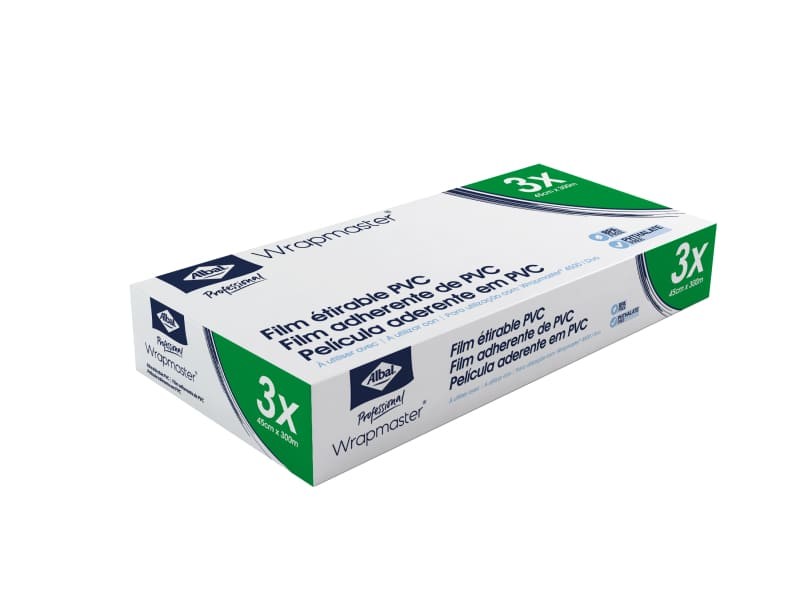 CAJA DE 3 ROLLOS DE FILM DE 45X300 MTS  WRAPMASTER ALBAL