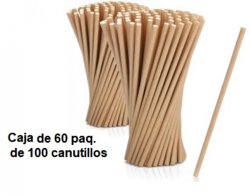 CAJA DE 60 PAQ. 100 PAJITAS CANUTILLOS RECTOS BIO-ECO KRAF 20CM