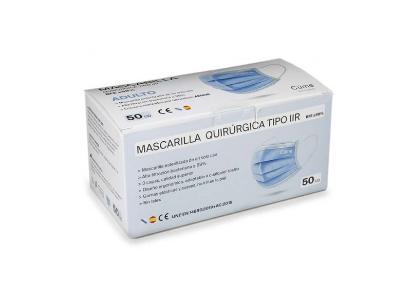 CAJA DE 50 MASCARILLAS QUIRURGICAS TIPO IIR