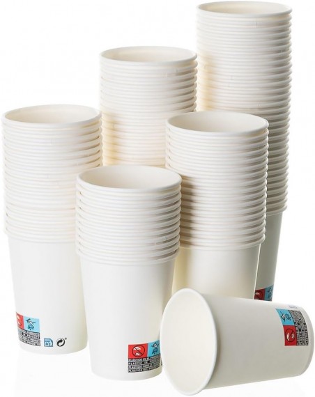 PAQUETE DE 50 VASOS CARTON BLANCO COMPOSTABLE 250 ml BEBIDA CALIENTE O FRIA