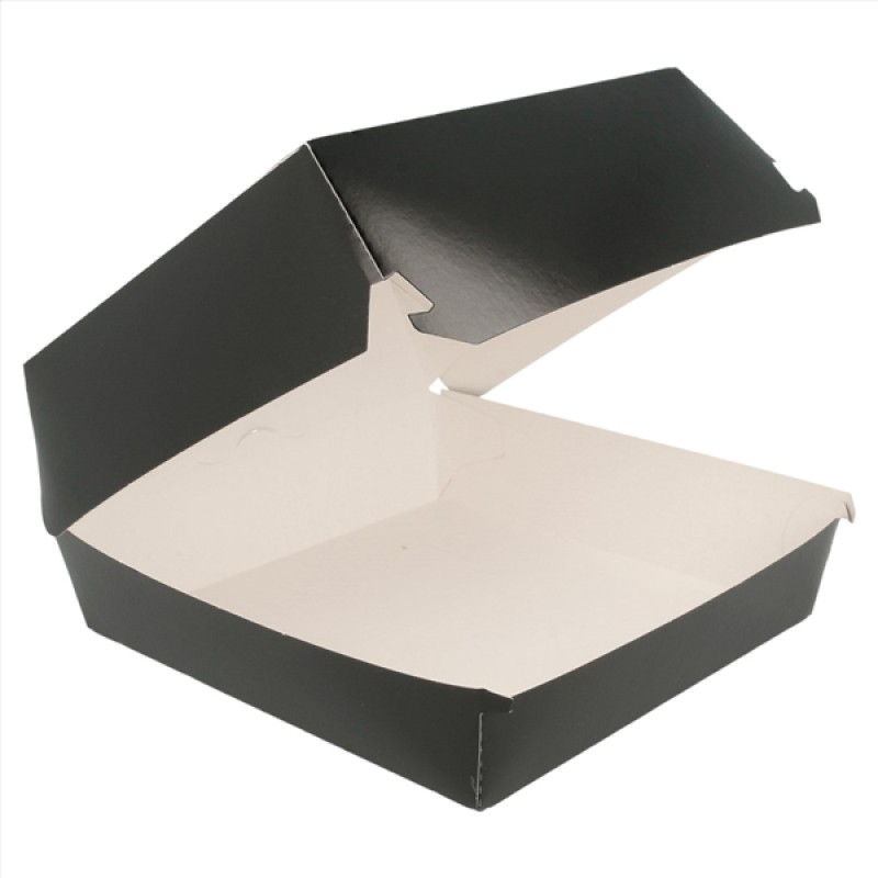 CAJA DE 300 CONCHAS CARTON NEGRA HAMBURGUESA 17x17x8 (219.8