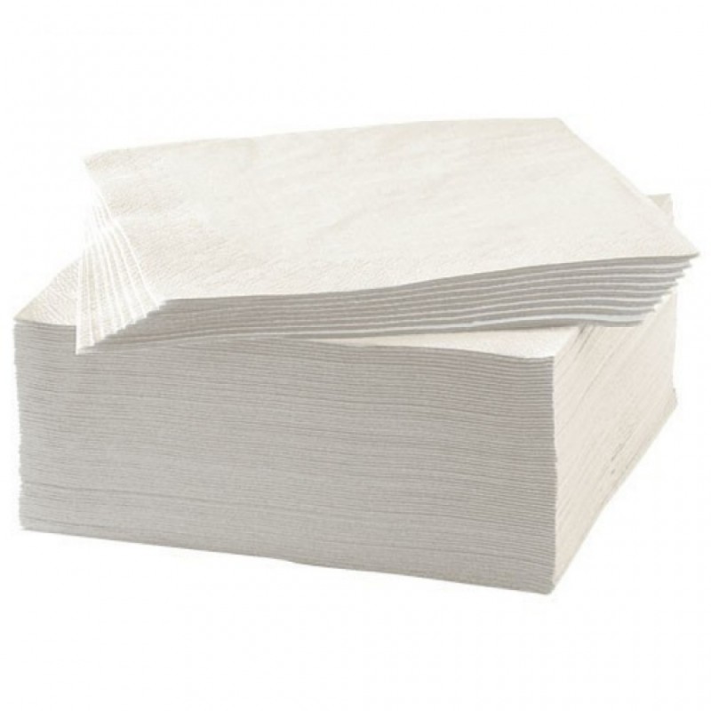 SERVILLETAS DE 33X33 2 CAPAS BLANCAS. Caja de 30 paquetes de 100 servilletas.