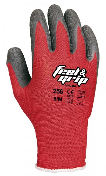 H256 GUANTE JUBA FEEL&GRIP PALMA NEGRA-DORSO ROJO