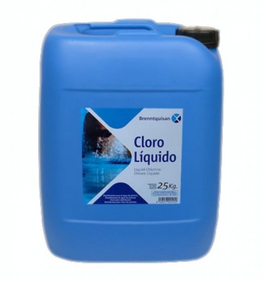 Gfa. de 25 Kg.HIPOCLORITO SÓDICO BRENNTQUISAN CLORO LIQUIDO PISCINAS