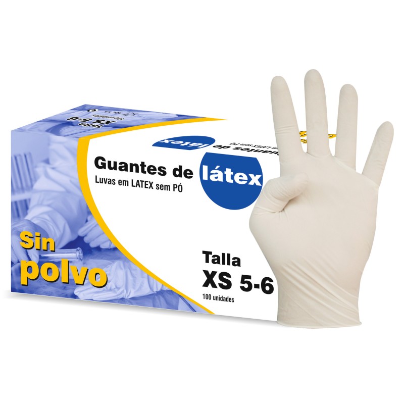 GUANTES DE LÁTEX EXAMEN SIN POLVO SIGAL. Paquete de 100 unidades.