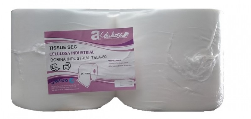 PACK de 2 BOBINAS INDUSTRIAL TISSU SEC TELA-86 de 466 Servi