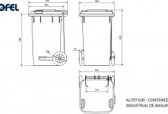 CONTENEDOR BASURA 100 LTS NEGRO CON TAPA Y PEDAL